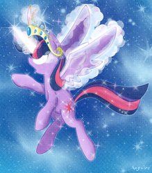 Size: 700x800 | Tagged: safe, artist:anggrc, twilight sparkle, alicorn, pony, g4, big crown thingy, element of magic, female, glowing eyes, glowing horn, horn, magic, mare, solo, twilight sparkle (alicorn)