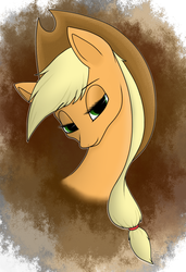 Size: 600x877 | Tagged: safe, artist:moonstone-fox, applejack, earth pony, pony, g4, bedroom eyes, bust, female, solo