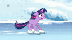 Size: 280x158 | Tagged: safe, edit, screencap, discord, pinkie pie, spike, twilight sparkle, g4, keep calm and flutter on, season 1, season 3, winter wrap up, 10/10, animated, crash, ei, flailing, hub logo, ice skates, ice skating, judges, judges table, running, running in place, score, screaming