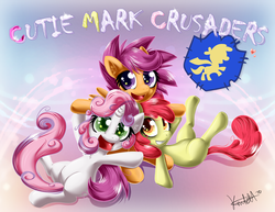 Size: 1293x1000 | Tagged: safe, artist:knifeh, apple bloom, scootaloo, sweetie belle, g4, armpits, cutie mark crusaders