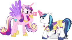 Size: 10770x5970 | Tagged: safe, artist:90sigma, princess cadance, shining armor, alicorn, pony, unicorn, g4, absurd resolution, concave belly, female, male, mare, marriage proposal, ring, simple background, slender, stallion, thin, transparent background, vector