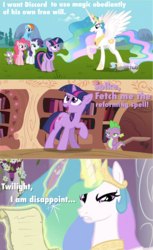 Size: 1211x1976 | Tagged: safe, princess celestia, twilight sparkle, g4, comic, i am disappoint