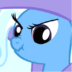 Size: 300x300 | Tagged: safe, trixie, pony, unicorn, g4, animated, close-up, cute, diatrixes, female, frown, glare, great and powerful scrunchy, madorable, mare, nose wrinkle, scrunchy face, solo, vibrating