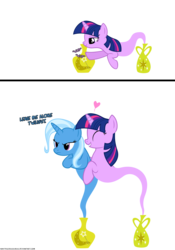 Size: 1050x1500 | Tagged: dead source, safe, artist:navitaserussirus, trixie, twilight sparkle, genie, asktwixiegenies, g4, comic, female, heart, lesbian, ship:twixie, shipping, simple background, transparent background