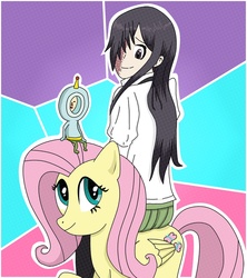 Size: 1000x1127 | Tagged: safe, artist:fretless94, fluttershy, g4, hanako ikezawa, katamari damacy, katawa shoujo, shy