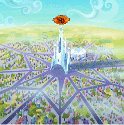 Size: 635x635 | Tagged: safe, edit, edited screencap, screencap, g4, games ponies play, animated, city, crystal castle, crystal empire, crystal stadium, eye of sauron, lord of the rings, sauron