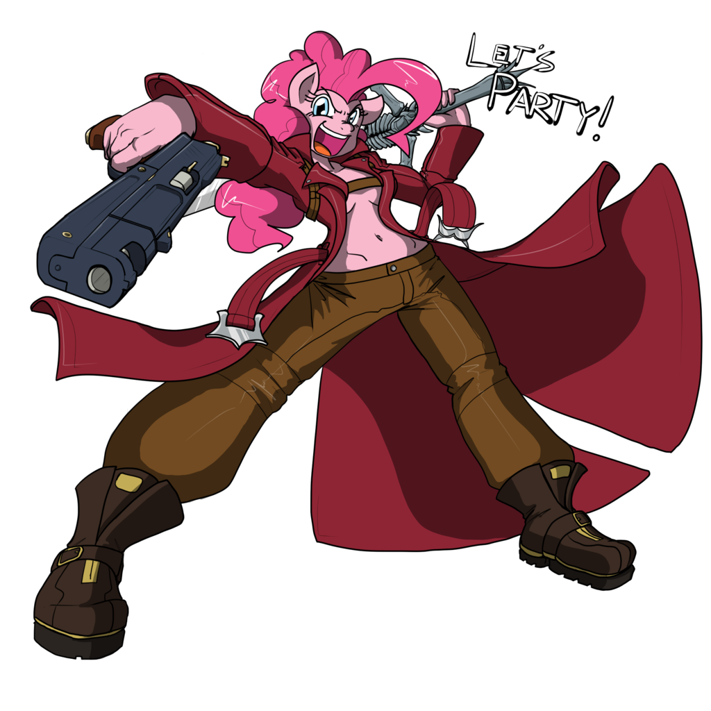 218879 Safe Artist Reiduran Pinkie Pie Anthro Badass Cosplay Crossover Dante Devil