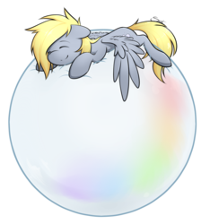 Size: 831x887 | Tagged: safe, artist:secret-pony, derpy hooves, pegasus, pony, g4, bubble, cute, derpabetes, female, floating, happy, mare, sleeping, smiling, solo