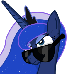 Size: 1936x2000 | Tagged: safe, artist:salenor, princess luna, alicorn, pony, g4, annoyed, female, implied facehoof, implied facepalm, mare, reaction image, simple background, solo, sunglasses, transparent background