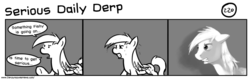 Size: 1280x404 | Tagged: safe, artist:tetrapony, derpy hooves, pegasus, pony, comic:the daily derp, g4, art shift, comic, female, mare, serious daily derp, serious face, underp
