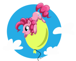 Size: 3100x2480 | Tagged: safe, artist:tiitcha, pinkie pie, pony, g4, balloon, cloud, cloudy, female, flying, solo, that pony sure does love balloons, then watch her balloons lift her up to the sky