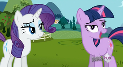 Size: 851x466 | Tagged: safe, screencap, rarity, twilight sparkle, g4