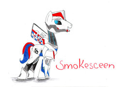 Size: 1056x756 | Tagged: safe, artist:speedfeather, ponified, smokescreen, transformers, transformers prime