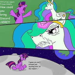 Size: 800x800 | Tagged: safe, artist:iirk, princess celestia, twilight sparkle, g4, comic, moon