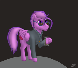Size: 1000x875 | Tagged: safe, artist:widjetarcs, oc, oc only, oc:sweet strokes, pony, clothes, glass, solo, suit, sunglasses