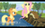 Size: 1024x640 | Tagged: safe, screencap, applejack, fluttershy, beaver, g4, keep calm and flutter on, youtube caption