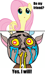 Size: 500x822 | Tagged: safe, discord, fluttershy, g4, bronybait, cute, rage face