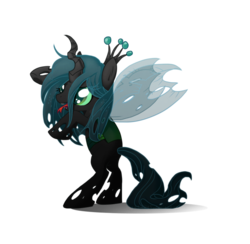 Size: 905x883 | Tagged: safe, artist:luga12345, queen chrysalis, changeling, changeling queen, nymph, g4, cute, cutealis, female, solo, young