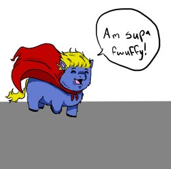 Size: 580x575 | Tagged: safe, artist:chaoticlaughter, fluffy pony, cape, clothes, fluffy pony original art, superhero
