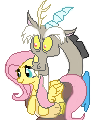 Size: 100x120 | Tagged: artist needed, safe, discord, fluttershy, g4, female, male, pixel art, ship:discoshy, shipping, straight