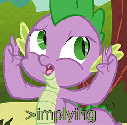 Size: 275x270 | Tagged: safe, spike, g4, air quotes, animated, image macro, implying, meme