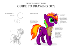 Size: 1500x1000 | Tagged: safe, artist:lazy, oc, oc only, pony, unicorn, clothes, deception, first you draw a circle, glasses, guide, how to draw, ironic tutorial, parody, satire, scarf, simple background, smiling, tutorial