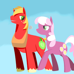 Size: 1000x1000 | Tagged: safe, artist:jun, big macintosh, cheerilee, earth pony, pony, g4, male, pixiv, stallion