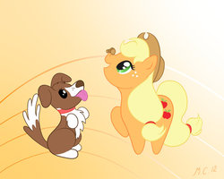 Size: 900x720 | Tagged: safe, artist:kiri-ri, applejack, winona, g4