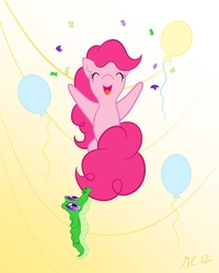 Size: 800x1000 | Tagged: safe, artist:kiri-ri, gummy, pinkie pie, g4, balloon