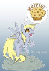 Size: 554x800 | Tagged: safe, artist:kolshica, derpy hooves, pegasus, pony, g4, female, mare, muffin, pixiv, solo, that pony sure does love muffins