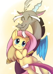 Size: 500x700 | Tagged: artist needed, safe, discord, fluttershy, g4, female, male, ship:discoshy, shipping, straight