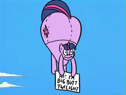 Size: 640x480 | Tagged: artist needed, source needed, safe, twilight sparkle, pony, g4, balloon, big butt skinner, butt, female, hot air balloon, huge butt, impossibly large butt, large butt, male, parody, plot, simpsons did it, solo, the simpsons, twibutt, weather balloon