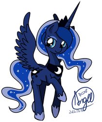 Size: 581x692 | Tagged: safe, artist:snow angel, princess luna, pony, g4, female, pixiv, simple background, solo