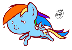 Size: 713x495 | Tagged: safe, artist:snow angel, rainbow dash, pony, g4, chibi, female, pixiv, solo