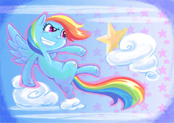 Size: 588x416 | Tagged: safe, artist:rirom, artist:りろm, rainbow dash, pony, g4, female, pixiv, solo