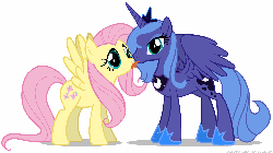 Size: 1280x720 | Tagged: safe, artist:mixermike622, fluttershy, princess luna, alicorn, pegasus, pony, g4, animated, eye shimmer, female, flapping, kissing, lesbian, licking, mare, poni licking poni, s1 luna, ship:lunashy, shipping, silly, simple background, spread wings, tongue out, white background
