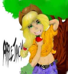 Size: 554x600 | Tagged: safe, artist:bradfordsenial, applejack, human, g4, humanized, solo