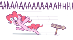 Size: 954x530 | Tagged: safe, pinkie pie, earth pony, pony, g4, female, internet, mare, running, screaming, sign, simple background, solo, transparent background