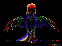 Size: 1280x960 | Tagged: safe, artist:foxenawolf, rainbow dash, pegasus, pony, g4, black background, color, colored wings, female, mare, simple background, solo, watermark, wings