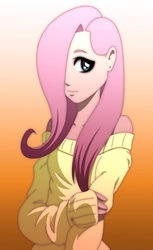 Size: 736x1200 | Tagged: safe, artist:arucardpl, fluttershy, human, g4, clothes, female, humanized, solo, sweater, sweatershy