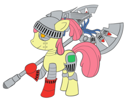 Size: 1280x1024 | Tagged: safe, artist:fantasyglow, apple bloom, robot, g4, adorabloom, apple bloom bot, cute, labrys, persona, persona 4, simple background, transparent background