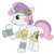 Size: 1280x1280 | Tagged: safe, artist:fantasyglow, sweetie belle, pony, robot, robot pony, unicorn, g4, aigis, blank flank, female, filly, foal, hooves, horn, persona, persona 3, simple background, solo, sweetie bot, transparent background