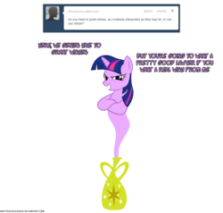 Size: 1050x1000 | Tagged: safe, artist:navitaserussirus, twilight sparkle, genie, asktwixiegenies, g4, ask, simple background, transparent background, tumblr