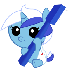 Size: 2133x2133 | Tagged: safe, artist:obisam, minuette, pony, g4, baby, baby pony, brushie, diaper, female, filly, foal, simple background, solo, toothbrush, transparent background