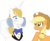 Size: 700x580 | Tagged: dead source, safe, artist:jaceleo, applejack, prince blueblood, earth pony, pony, unicorn, g4, duo, female, hat, male, ship:bluejack, shipping, simple background, straight, transparent background