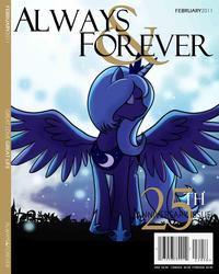 Size: 1600x2000 | Tagged: safe, artist:madmax, princess luna, pony, g4, eyes closed, female, magazine, magazine cover, s1 luna, solo, spread wings