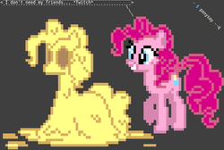 Size: 713x480 | Tagged: safe, pinkie pie, g4, cake batter, linux, pixel art, ponysay, terminal