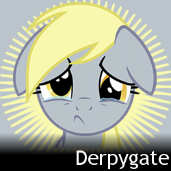 Size: 250x250 | Tagged: safe, derpy hooves, pegasus, pony, g4, derpygate, female, mare, meta, spoiler tag, spoilered image joke