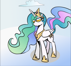 Size: 337x316 | Tagged: safe, artist:madmax, princess celestia, pony, g4, female, solo, sunglasses