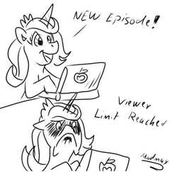 Size: 542x526 | Tagged: safe, artist:madmax, princess luna, g4, livestream, monochrome, video stream